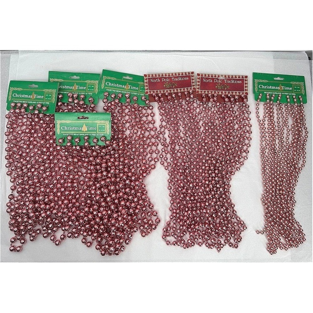 Beaded Garland Strands VTG Pink Metallic VTG Christmas Time Holiday Mixed LOT